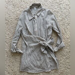 Forever 21 Contemporary Striped Button-Up Shirt Dress with Tie Waist size XS
